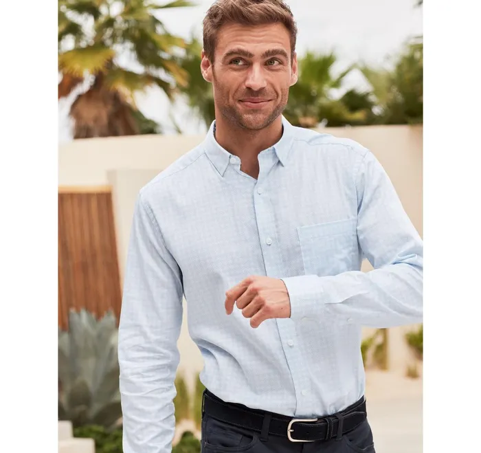 Men Printed Cotton Shirt Blue Diamond JohnstonandMurphy Shirts Men Printed Cotton Shirt Blue Diamond JohnstonandMurphy Shirts