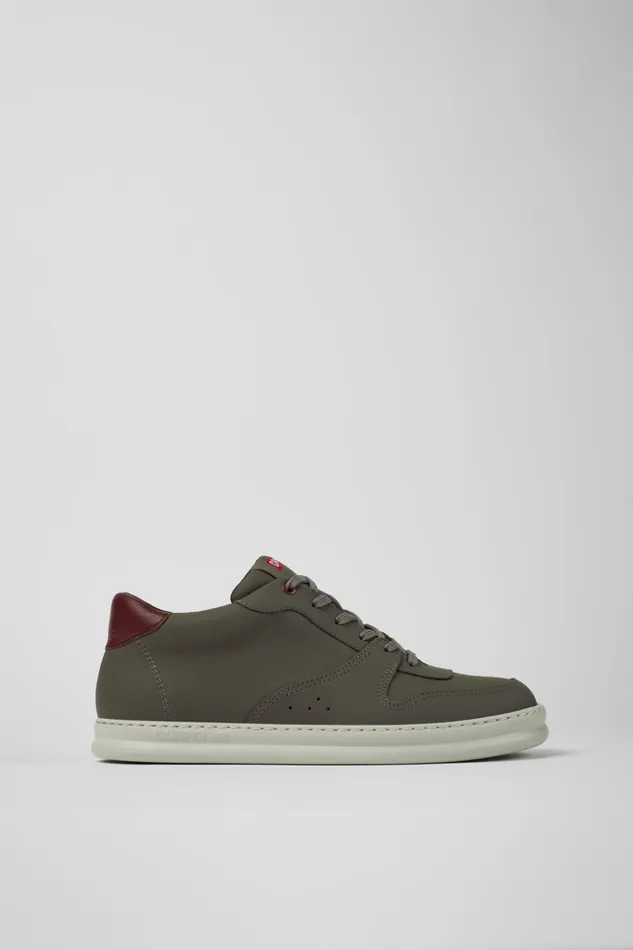 Men Runner Brownish Gray Leather Sneakers Camper Ankle Boots Men Runner Brownish Gray Leather Sneakers Camper Ankle Boots