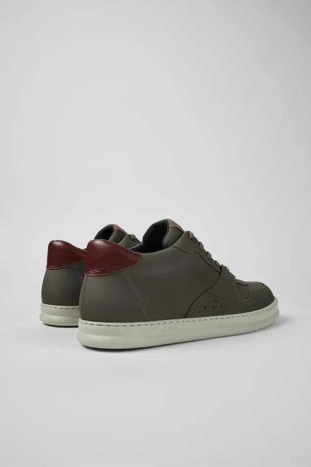 Men Runner Brownish Gray Leather Sneakers Camper Ankle Boots Men Runner Brownish Gray Leather Sneakers Camper Ankle Boots