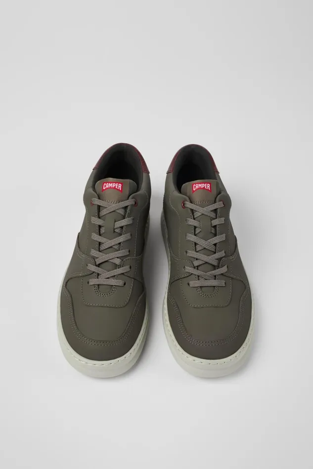 Men Runner Brownish Gray Leather Sneakers Camper Ankle Boots Men Runner Brownish Gray Leather Sneakers Camper Ankle Boots
