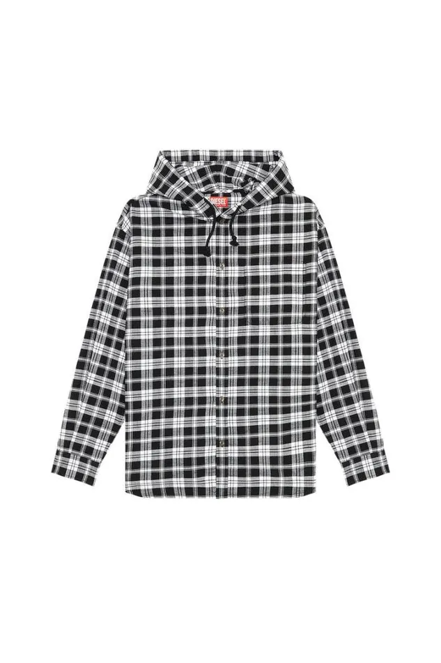 Men SDewnyHood Blackwhite Diesel Shirts Men SDewnyHood Blackwhite Diesel Shirts