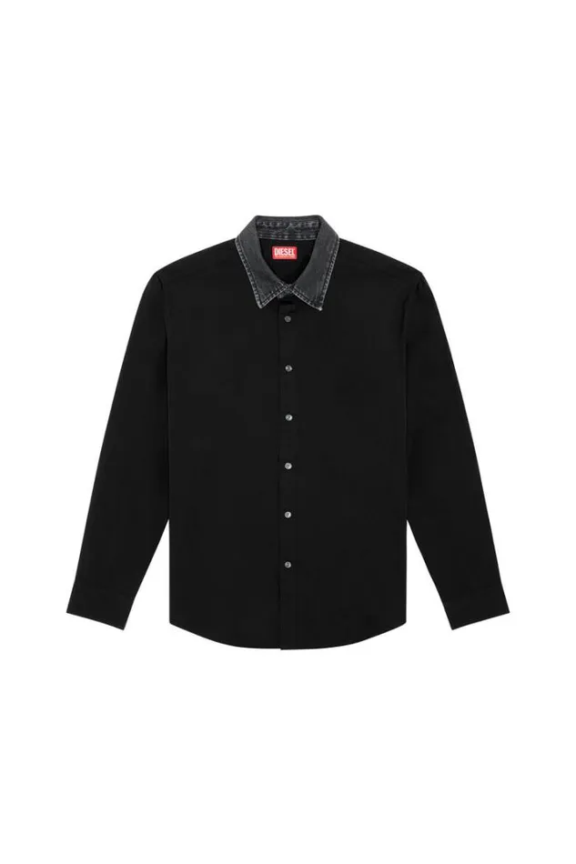 Men SHolls Black Diesel Shirts Men SHolls Black Diesel Shirts