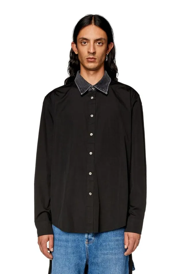 Men SHolls Black Diesel Shirts Men SHolls Black Diesel Shirts