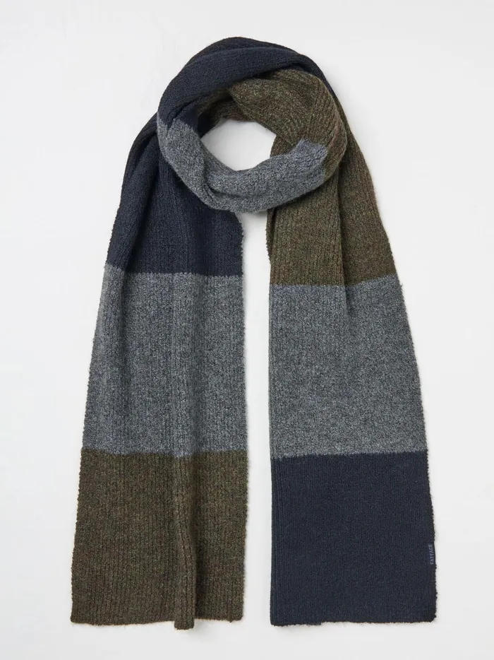 Men Scarves Fat Face Navy Leo Colourblock Scarf