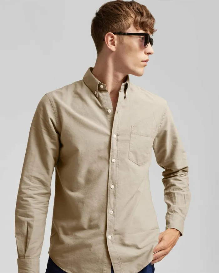 Men Shirts Colorful Standard Organic Button Down Shirt Dusty Olive