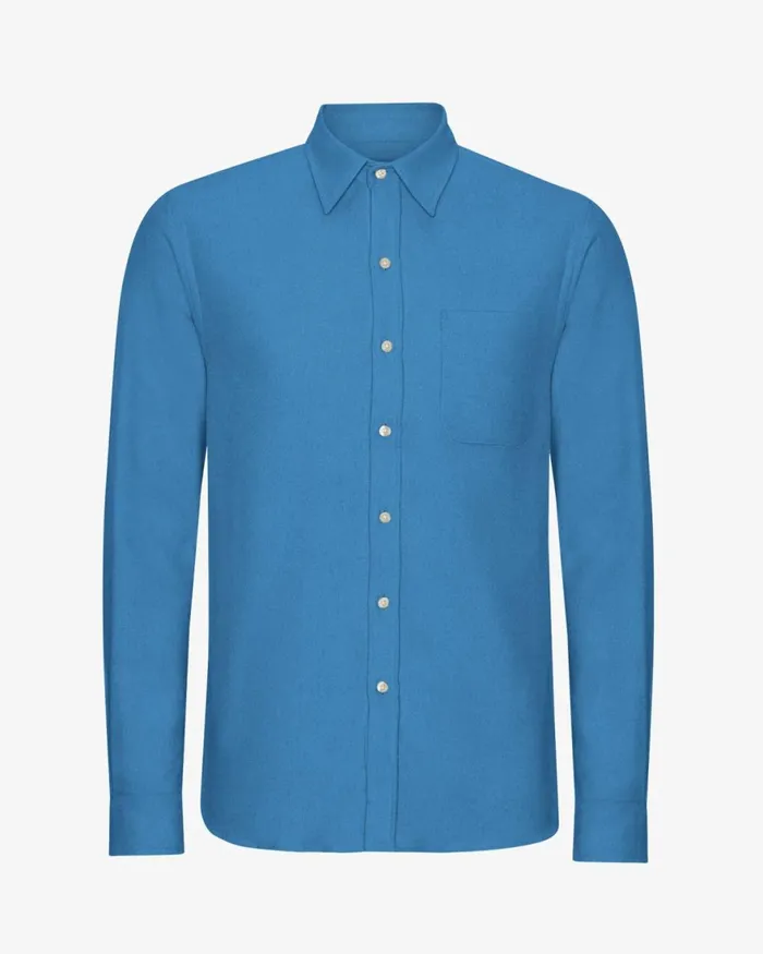 Men Shirts Colorful Standard Organic Flannel Shirt Pacific Blue