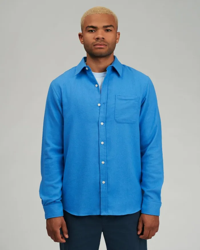 Men Shirts Colorful Standard Organic Flannel Shirt Pacific Blue