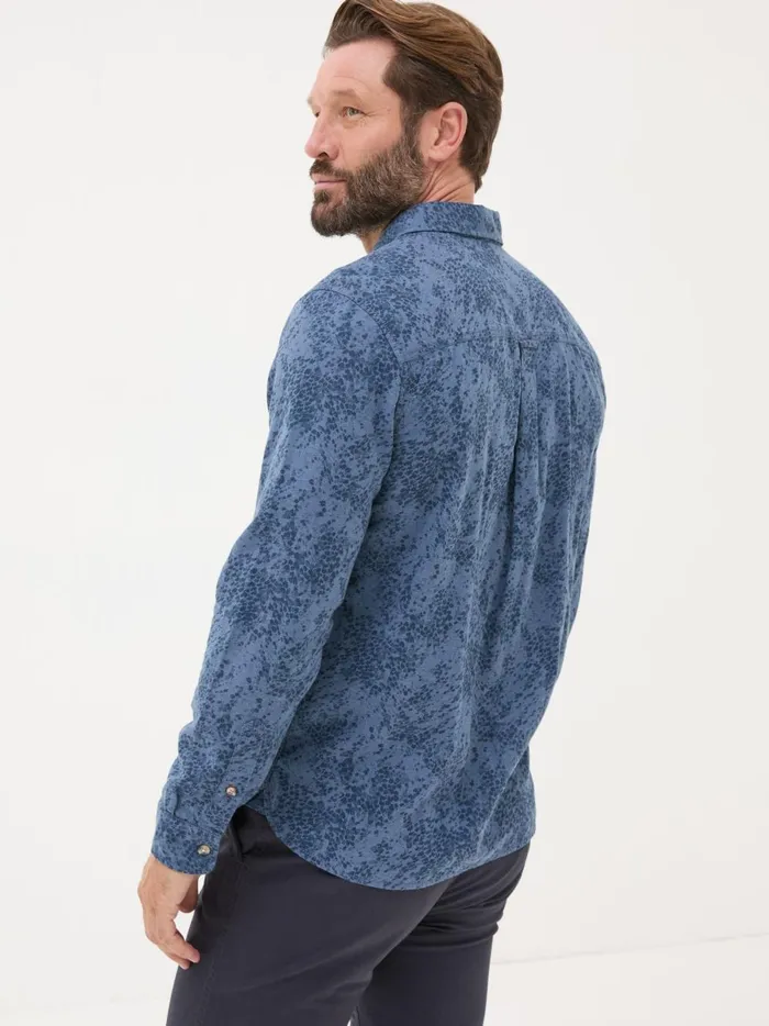 Men Shirts Fat Face Blue Long Sleeve Leaf Print 100 Cotton Shirt Men Shirts Fat Face Blue Long Sleeve Leaf Print 100 Cotton Shirt