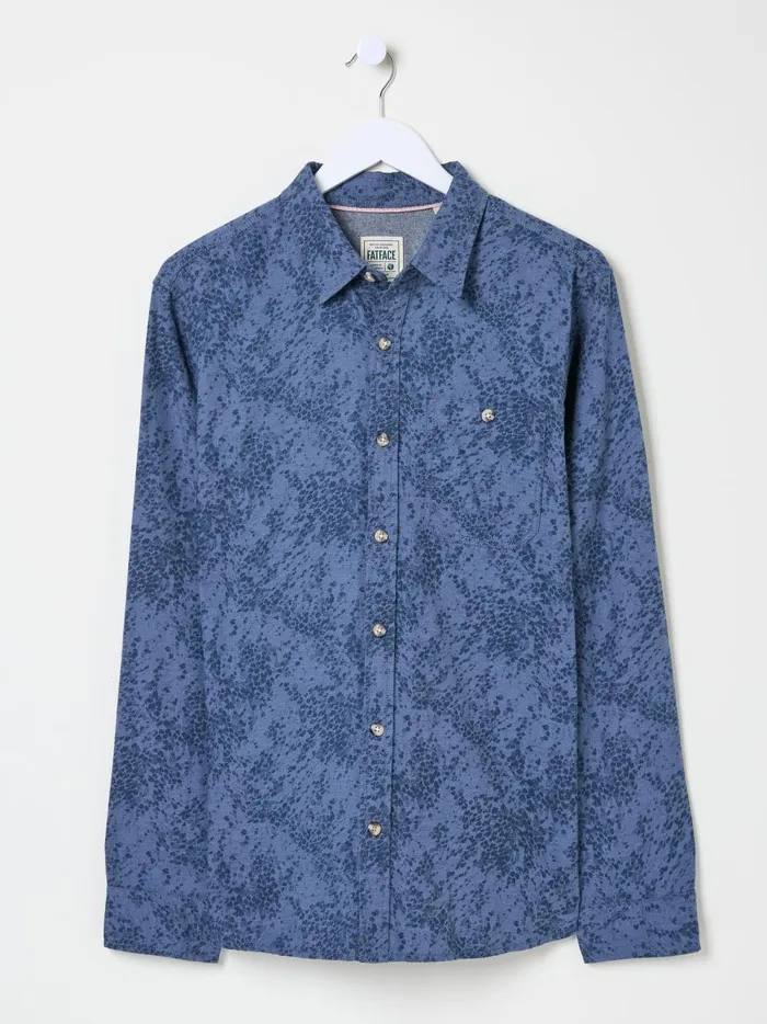 Men Shirts Fat Face Blue Long Sleeve Leaf Print 100 Cotton Shirt Men Shirts Fat Face Blue Long Sleeve Leaf Print 100 Cotton Shirt