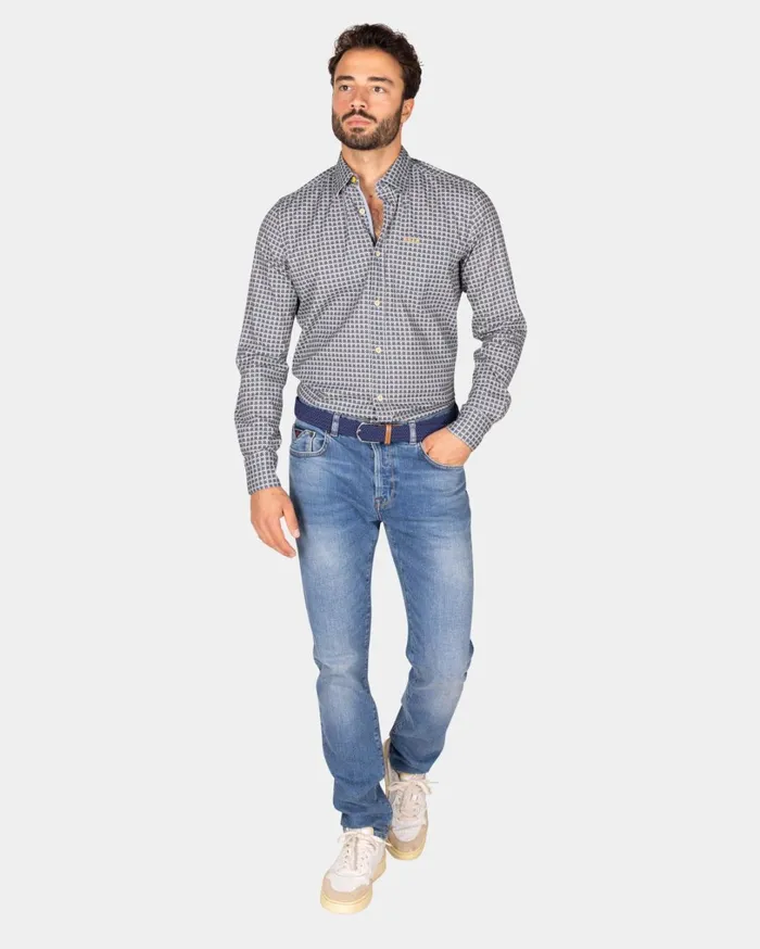 Men Shirts NZA New Zealand Auckland Beige Shirt With Blue Pattern 8211 Chestnut Men Shirts NZA New Zealand Auckland Beige Shirt With Blue Pattern 8211 Chestnut