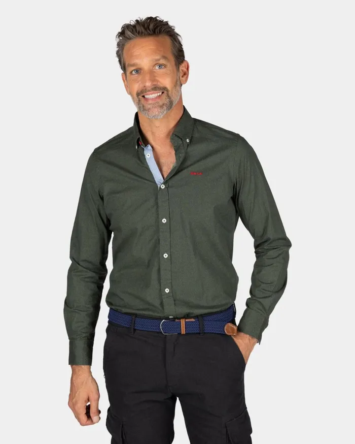Men Shirts NZA New Zealand Auckland Dark Green Cotton Shirt With Stretch 8211 Gravel Green Men Shirts NZA New Zealand Auckland Dark Green Cotton Shirt With Stretch 8211 Gravel Green