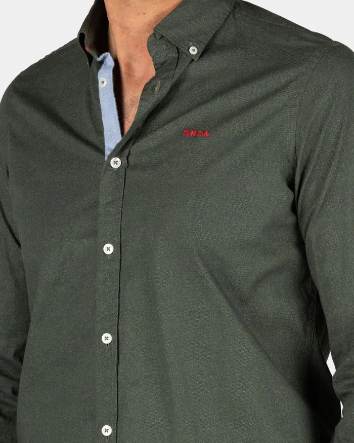 Men Shirts NZA New Zealand Auckland Dark Green Cotton Shirt With Stretch 8211 Gravel Green Men Shirts NZA New Zealand Auckland Dark Green Cotton Shirt With Stretch 8211 Gravel Green