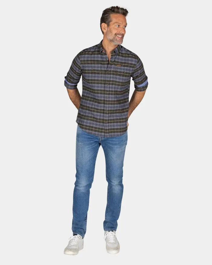 Men Shirts NZA New Zealand Auckland Green Grey Checked Shirt 8211 Quartz Green