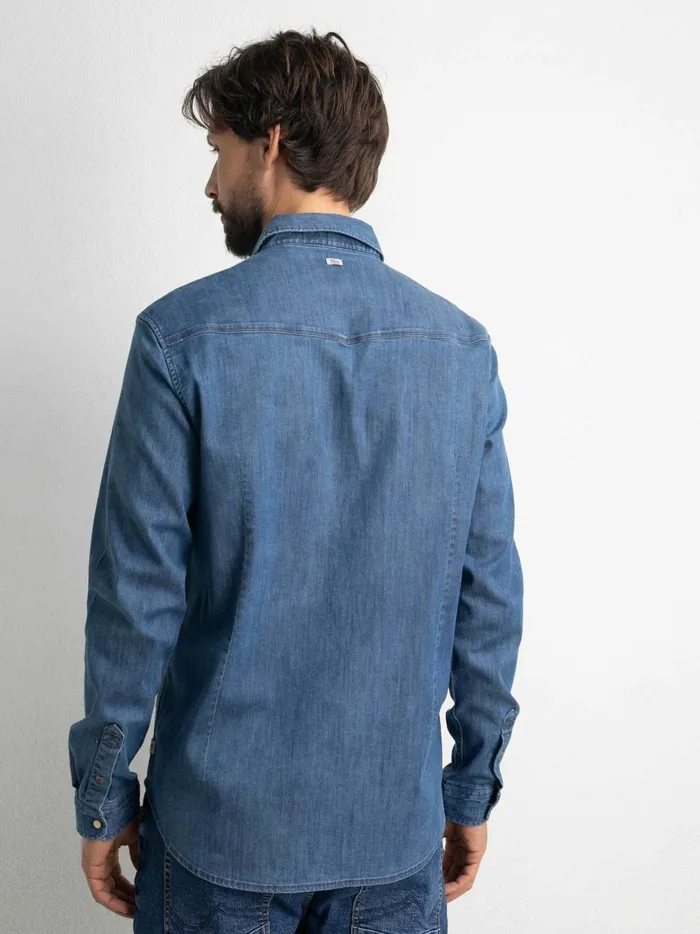 Men Shirts Petrol Industries Denim Shirt Light Indigo