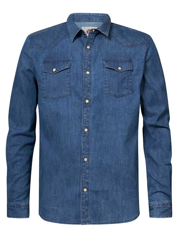 Men Shirts Petrol Industries Denim Shirt Light Indigo
