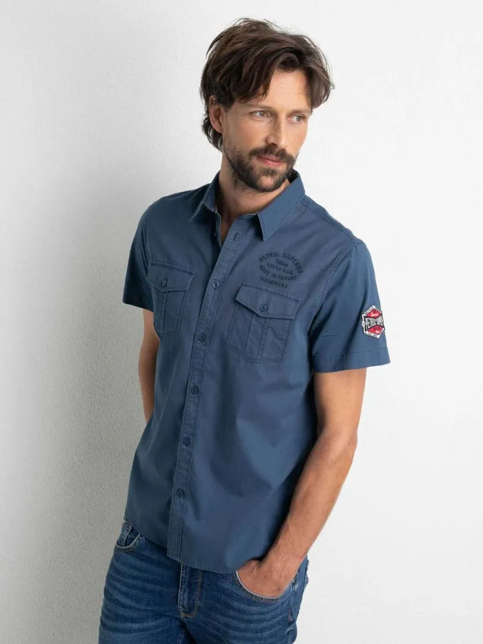 Men Shirts Petrol Industries ShortSleeved Shirt Petrol Blue