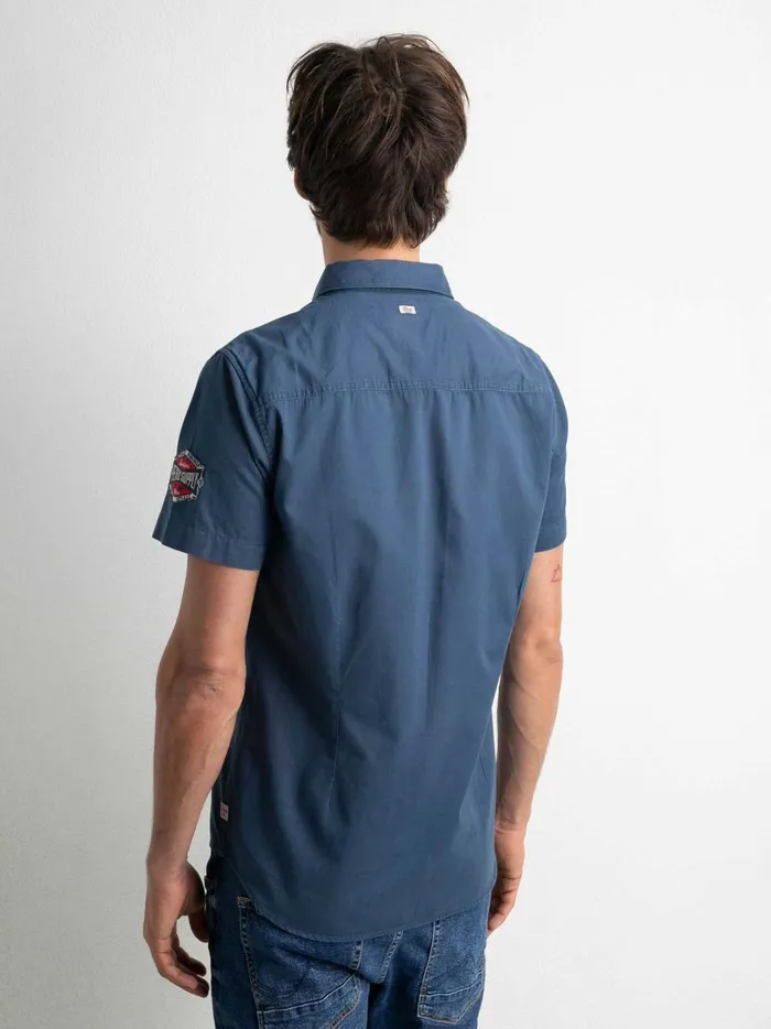 Men Shirts Petrol Industries ShortSleeved Shirt Petrol Blue