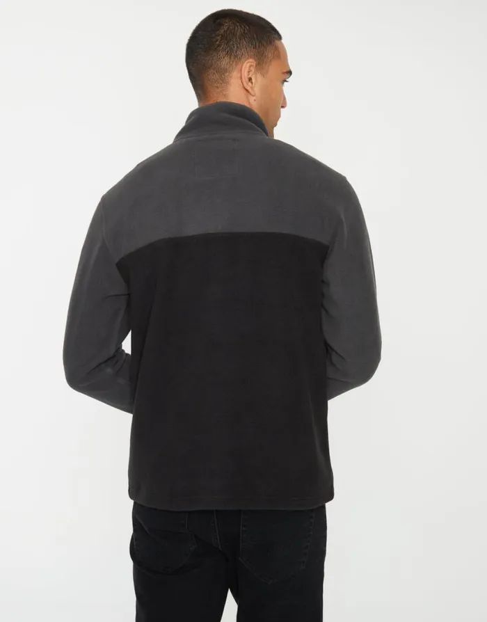 Men Slate Colourblock Quarter Zip Fleece Threadbare Sweatshirts Men Slate Colourblock Quarter Zip Fleece Threadbare Sweatshirts