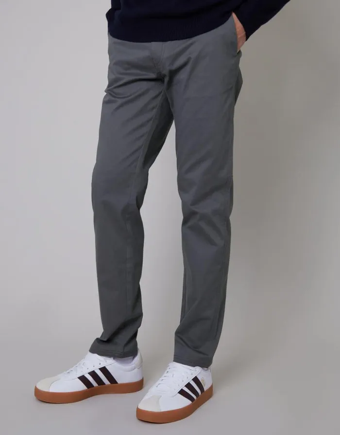 Men Slate Regular Fit Chino Trousers Threadbare Chinos