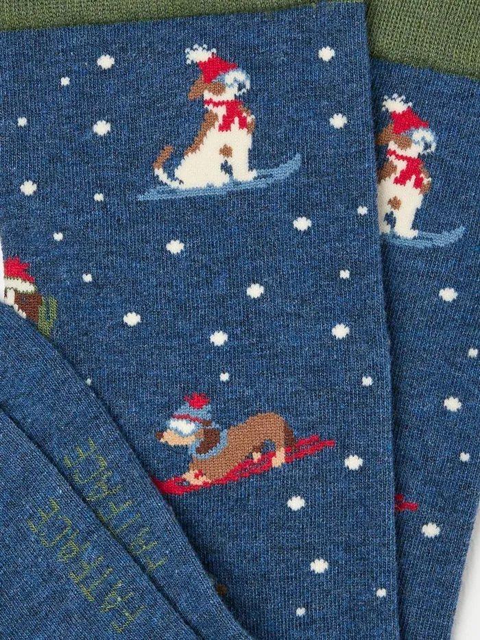 Men Socks Fat Face Navy Skiing Dogs Socks 1 Pack Men Socks Fat Face Navy Skiing Dogs Socks 1 Pack
