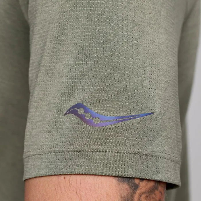 Men Stopwatch Graphic Short Sleeve Bough Heather Graphic Saucony Tops
