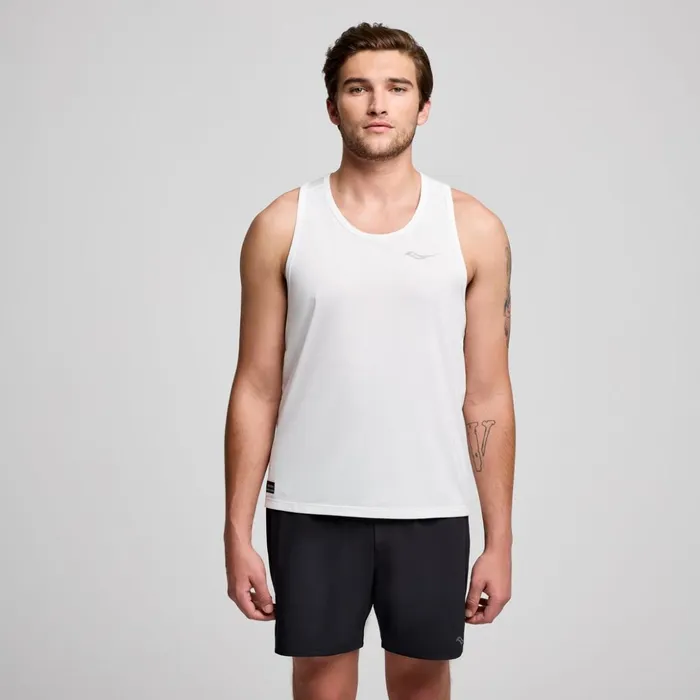 Men Stopwatch Singlet White Saucony Tops