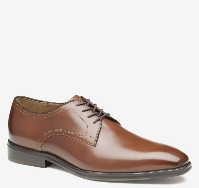 Men Sullivan Plain Toe Tan Italian Calfskin JohnstonandMurphy LaceUps