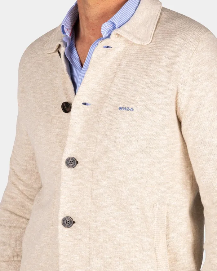 Men Sweatshirts NZA New Zealand Auckland Beige Cotton Overshirt 8211 Dessert Sand