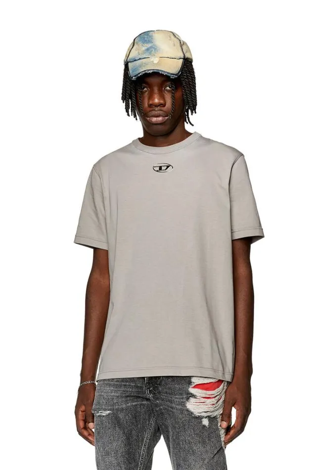 Men TJustOd Light Grey Diesel Tshirts Men TJustOd Light Grey Diesel Tshirts