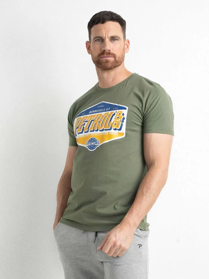 Men TShirts Petrol Industries Artwork TShirt Dusty Army
