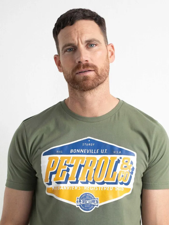 Men TShirts Petrol Industries Artwork TShirt Dusty Army