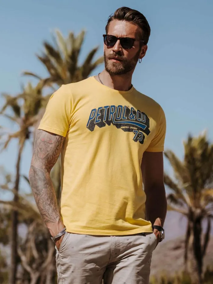 Men TShirts Petrol Industries Artwork TShirt Fresh Lemon