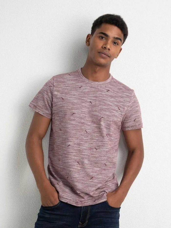Men TShirts Petrol Industries MiniPrint TShirt Light Burgundy