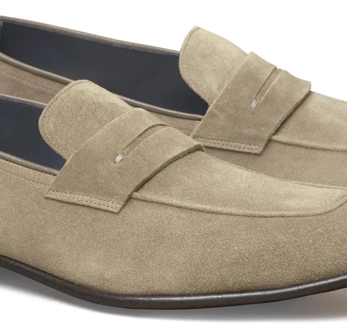 Men Taylor Penny Loafer Taupe Italian Suede JohnstonandMurphy SlipOns and Loafers Men Taylor Penny Loafer Taupe Italian Suede JohnstonandMurphy SlipOns and Loafers