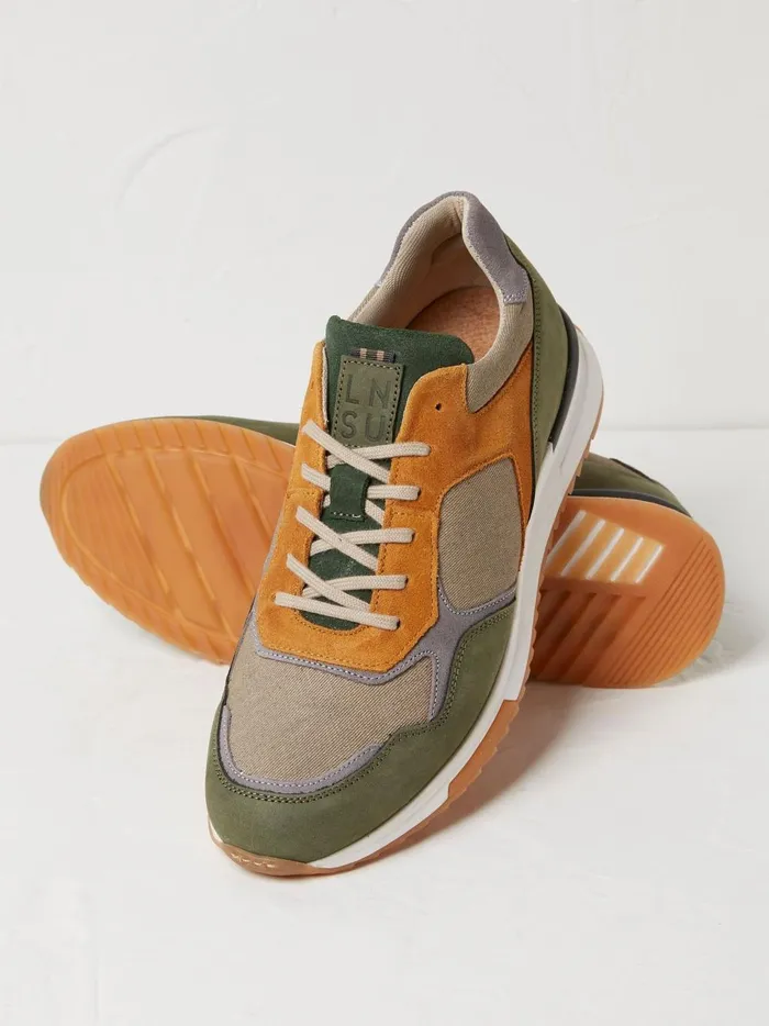 Men Trainers Fat Face Oakes Green Leather Trainers