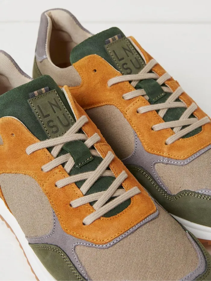 Men Trainers Fat Face Oakes Green Leather Trainers