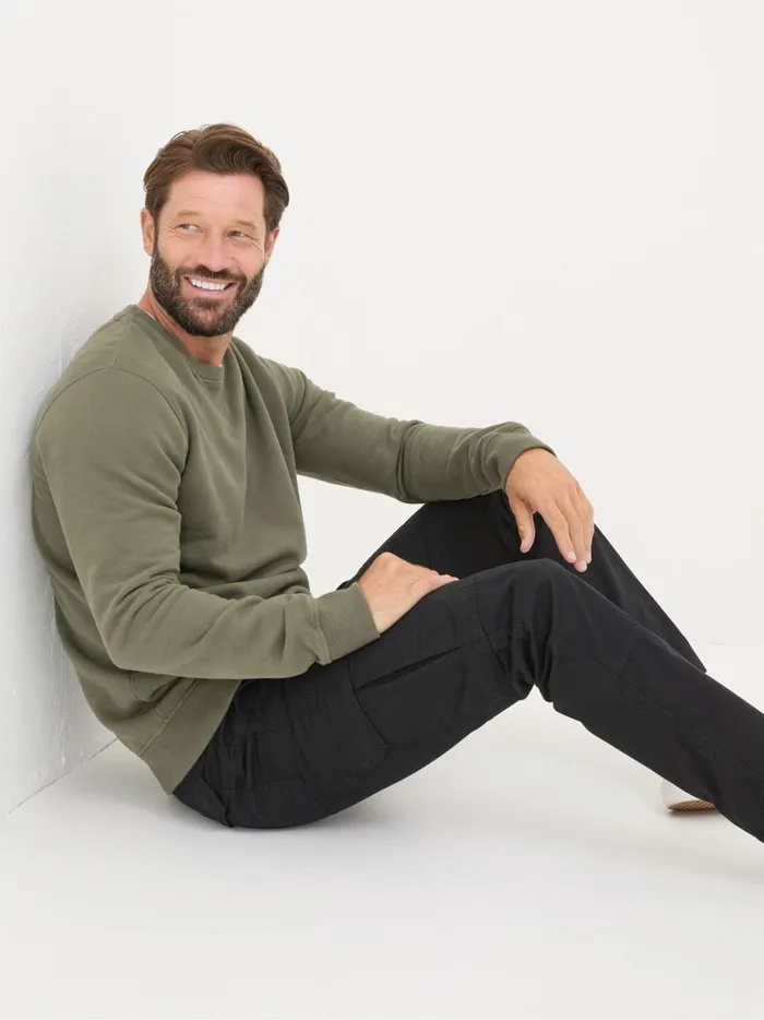 Men Trousers and Chinos Fat Face Breakyard Black Cargo Trousers