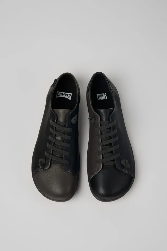 Men Twins Blackgray Leather Shoes Camper Casual Shoes Men Twins Blackgray Leather Shoes Camper Casual Shoes