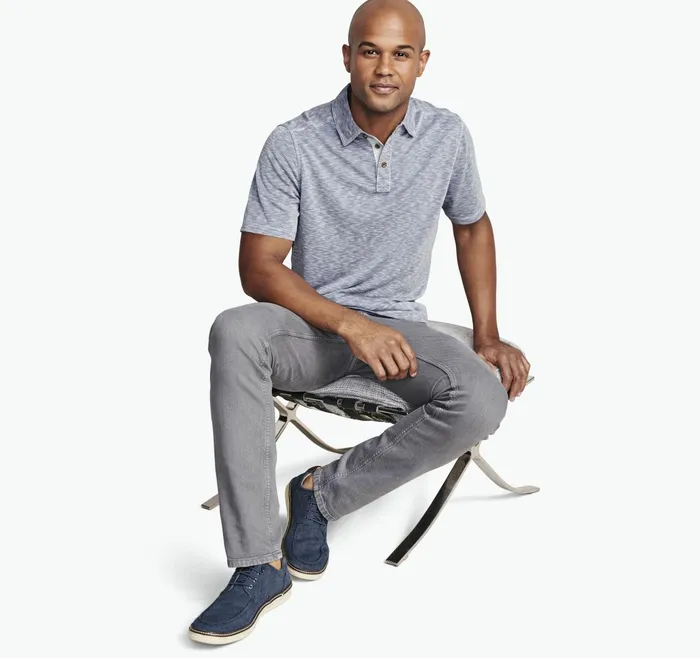 Men Vintage Slub Polo Indigo JohnstonandMurphy Polos and Tees Men Vintage Slub Polo Indigo JohnstonandMurphy Polos and Tees