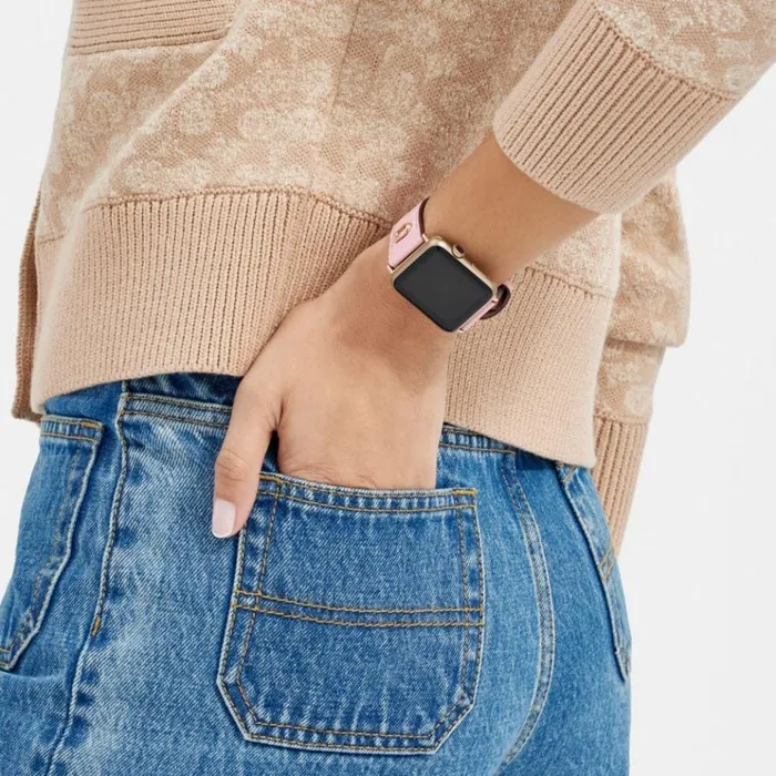 Men Watches Coach Apple Watch Strap 38 Mm 40 Mm And 41 Mm Flower Pink