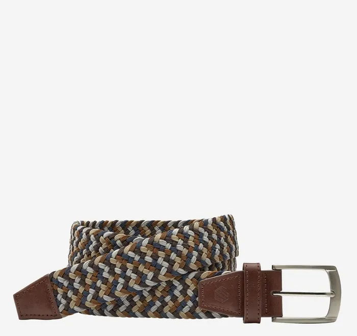 Men Woven StretchKnit Belt Brown Multi JohnstonandMurphy Belts