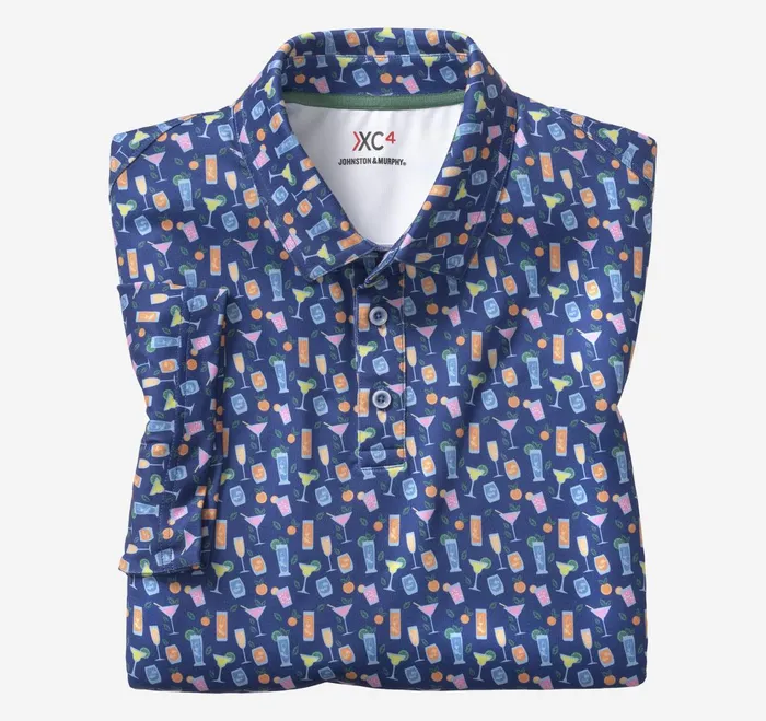 Men Xc4 Performance Polo Navy Cocktail JohnstonandMurphy Polos and Tees Men Xc4 Performance Polo Navy Cocktail JohnstonandMurphy Polos and Tees