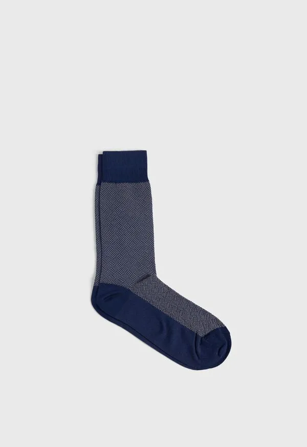 Mens Cotton Parquet Sock Black Socks Paulstuart