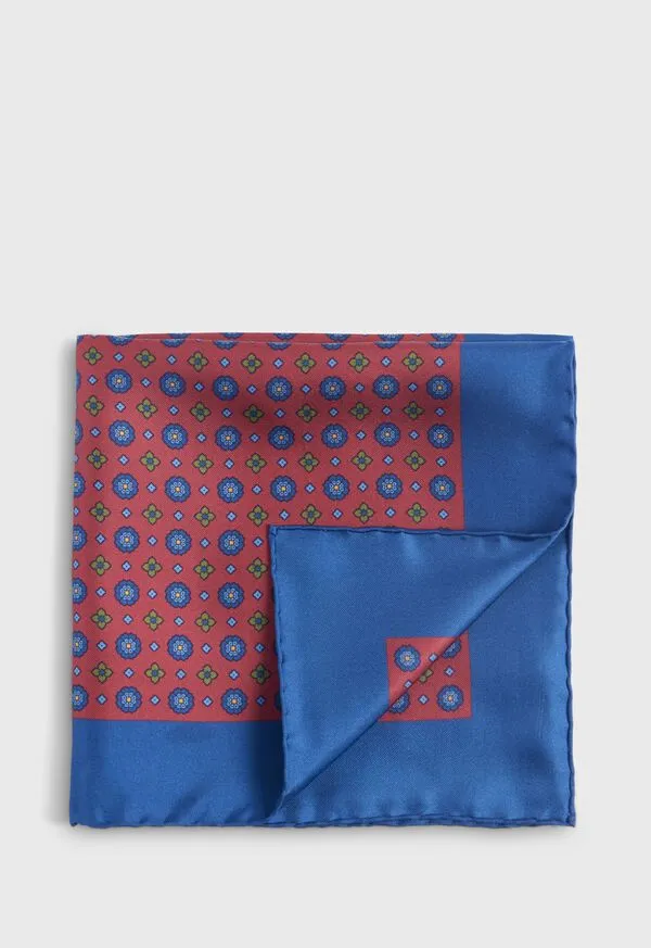 Mens Paulstuart Printed Silk Medallion Pocket Square Gold Pocket Squares