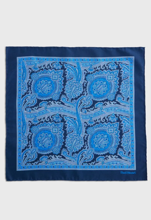 Mens Pocket Squares Paulstuart Printed Habotai Silk Paisley Pocket Square Indigo Mens Pocket Squares Paulstuart Printed Habotai Silk Paisley Pocket Square Indigo