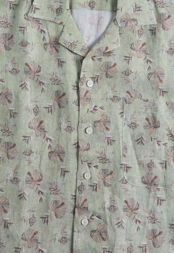Mens Sport Shirts Paulstuart Linen Leaf Print Camp Shirt Denim Mens Sport Shirts Paulstuart Linen Leaf Print Camp Shirt Denim