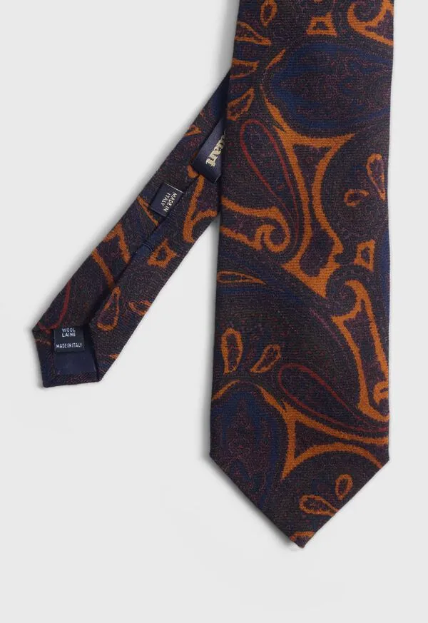 Mens Wool Paisley Tie Blue Ties Paulstuart