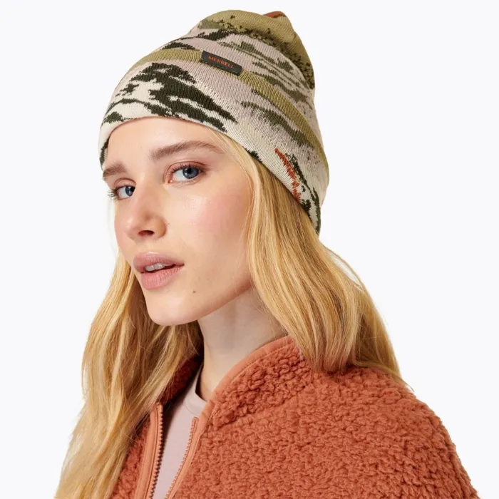 Merrell Hats MenWomen Jacquard Beanie Grey Green Mountain