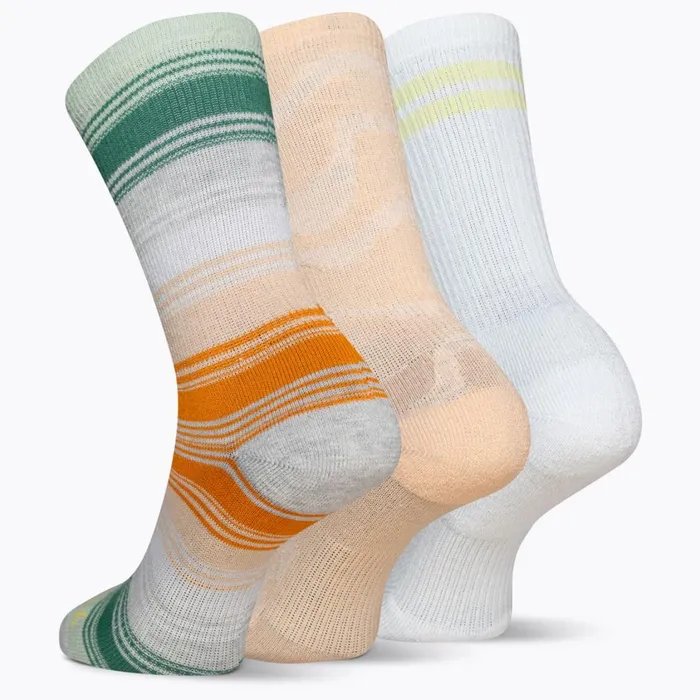 Merrell Socks MenWomen Recycled Everyday Crew Sock 3 Pack Peach Assorted