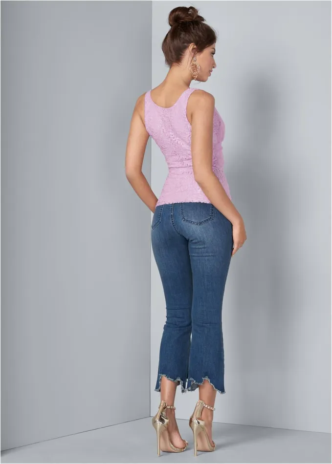MESH OVERLAY LACE TOP Lilac Women VENUS Night Out Tops